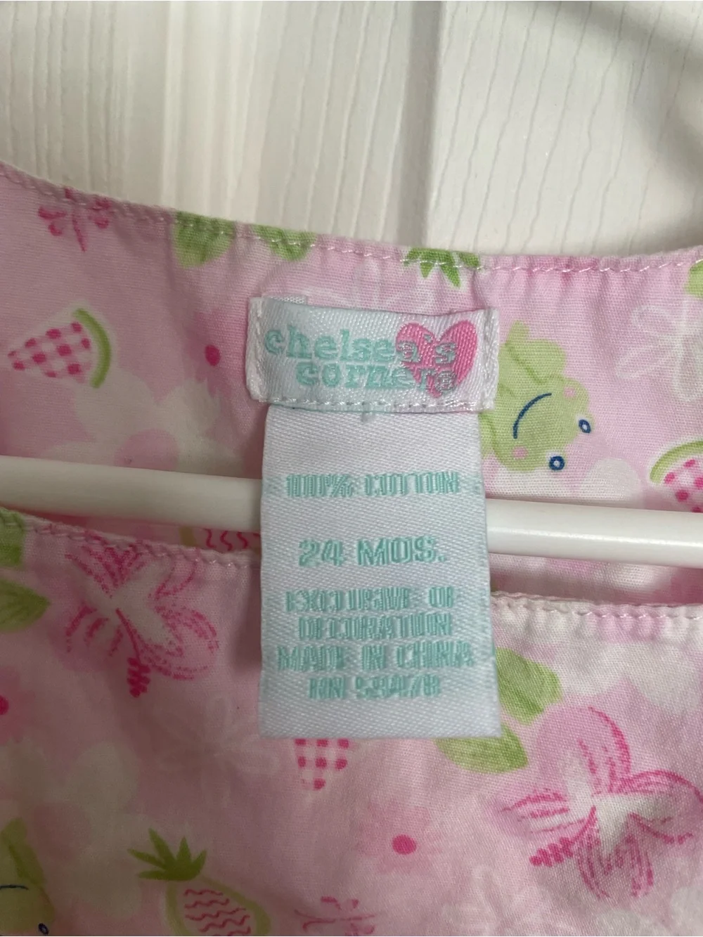 Chelsea’s Corner 100% Cotton 18-24 mo Pink Floral & Green Frog Sleeveless Dress
